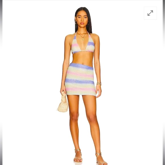 Beach Riot Bikini NWT/WOT Set! Cotton candy Ombre Shine Top S Bottom M Sold OUT - Picture 1 of 10